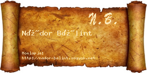 Nádor Bálint névjegykártya